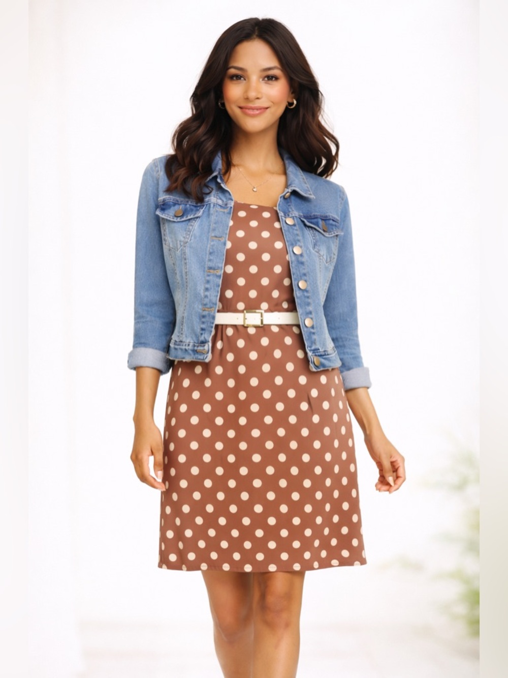 My Michelle Brown and White Polka Dot Mini Dress